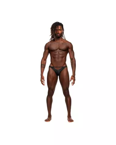 Micro V Thong noir taille L/XL par Male Power, jockstrap masculin élégant-1