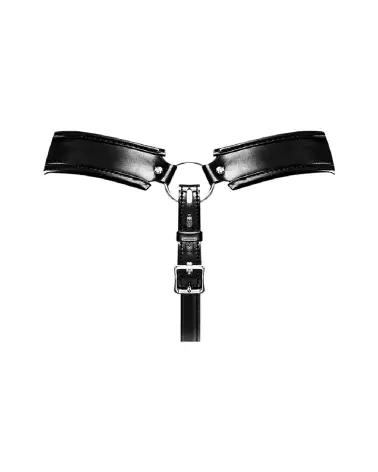 Taurus Imitation Leather Chastity Cage Thong by Male Power in Black-4