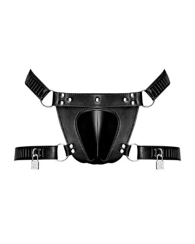 Scorpio Chastity Thong Black Leather by Male Power-3