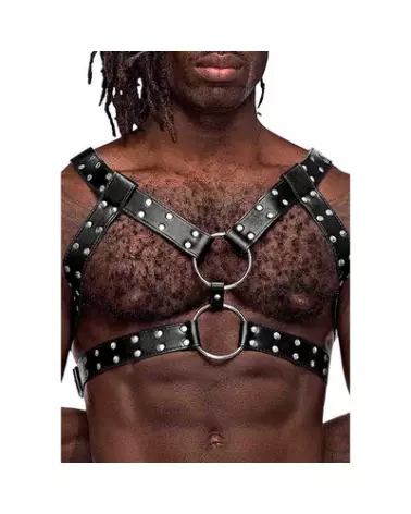 Image du harnais Gemini en similicuir noir taille unique pour homme par Male Power-1