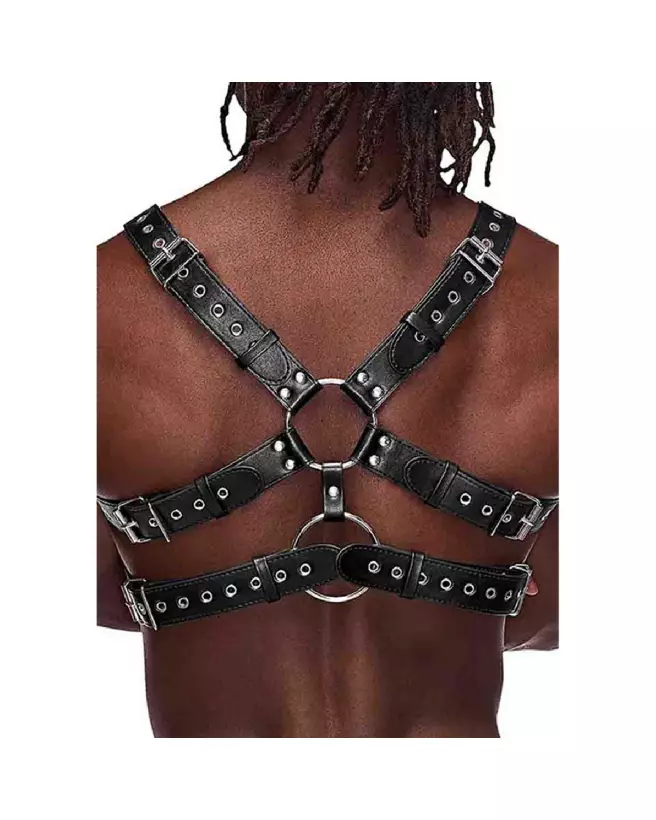 Image du harnais Gemini en similicuir noir taille unique pour homme par Male Power-2