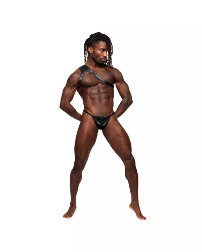 Harnais en similicuir noir Zodiac Male Power, taille unique ajustable-1