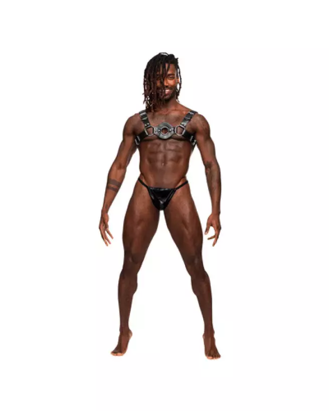 Image du harnais en similicuir noir Libra de Male Power, taille unique, style Jockstraps-1