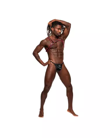 Harnais Leo en similicuir noir et rouge Male Power taille unique-3