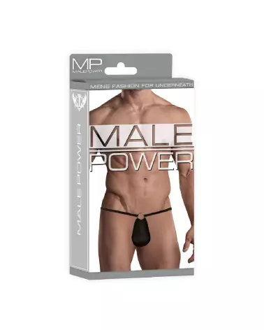 G-String noir avec anneau Male Power en taille unique pour style audacieux-2