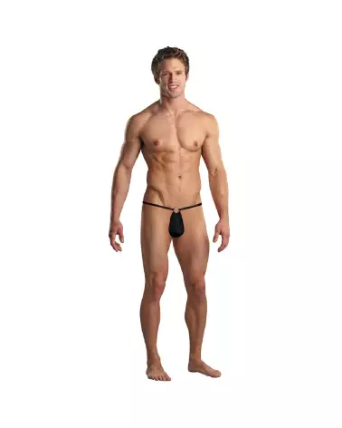 G-String noir avec anneau Male Power en taille unique pour style audacieux-3