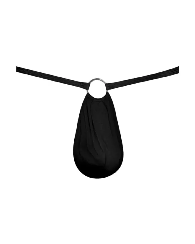G-String noir avec anneau Male Power en taille unique pour style audacieux-6