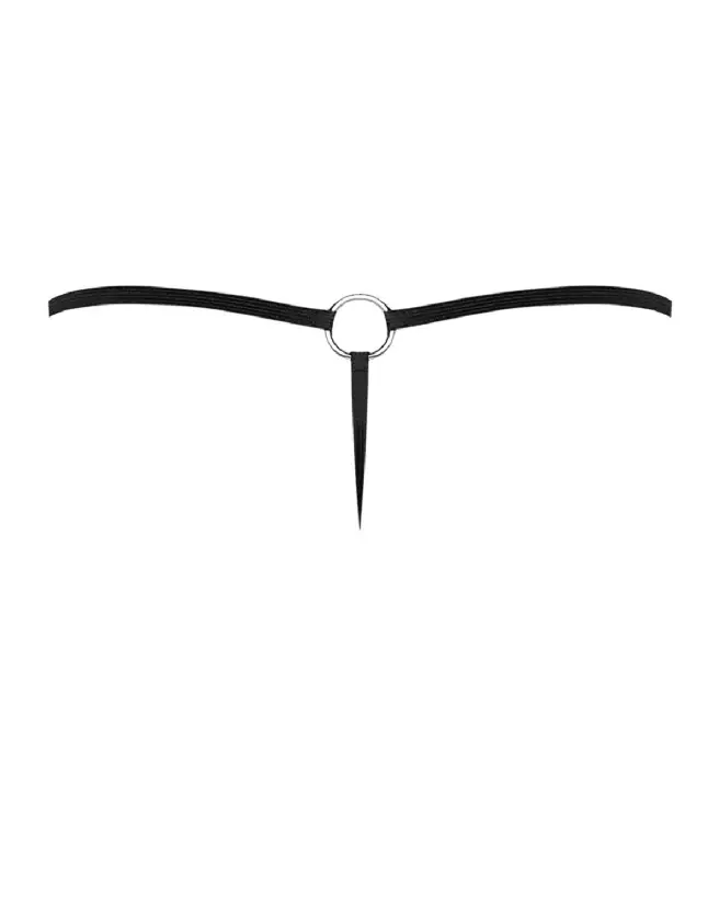 G-String noir avec anneau Male Power en taille unique pour style audacieux-7