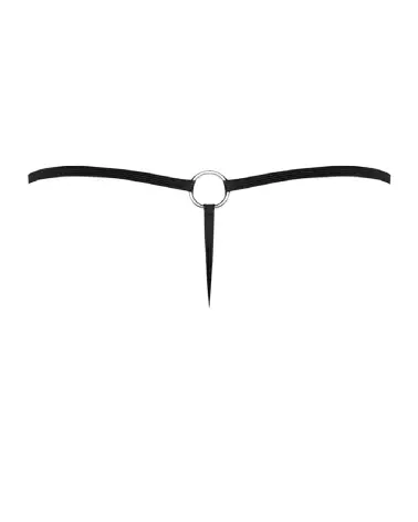 G-String noir avec anneau Male Power en taille unique pour style audacieux-7