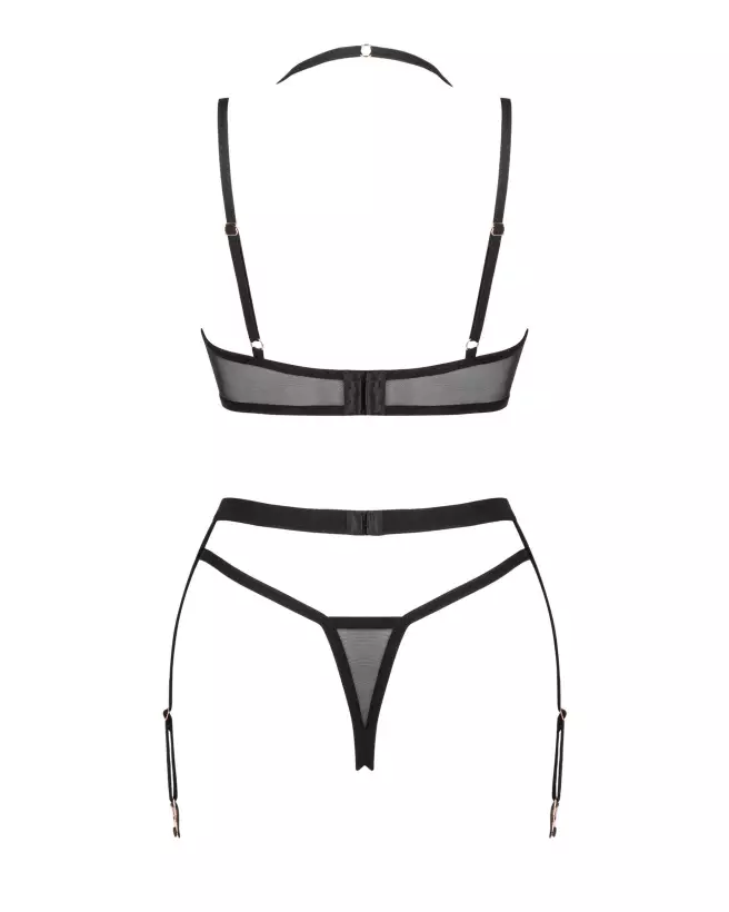 Photo de l'ensemble Selinne 3 pièces noir par Obsessive, lingerie élégante et séduisante-8