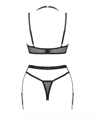 Photo de l'ensemble Selinne 3 pièces noir par Obsessive, lingerie élégante et séduisante-8