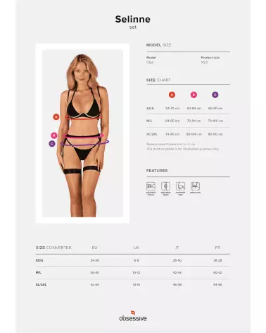 Photo de l'ensemble Selinne 3 pièces noir par Obsessive, lingerie élégante et séduisante-9