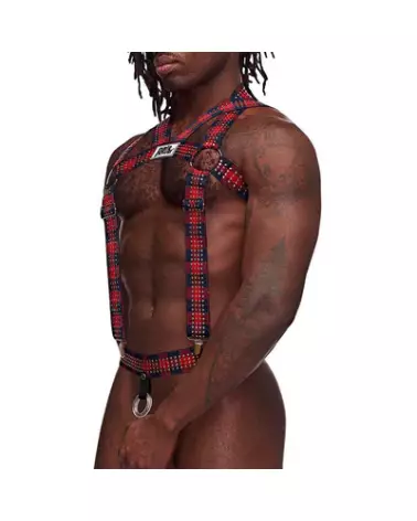 Harnais homme élastique rouge à clous Male Power-1