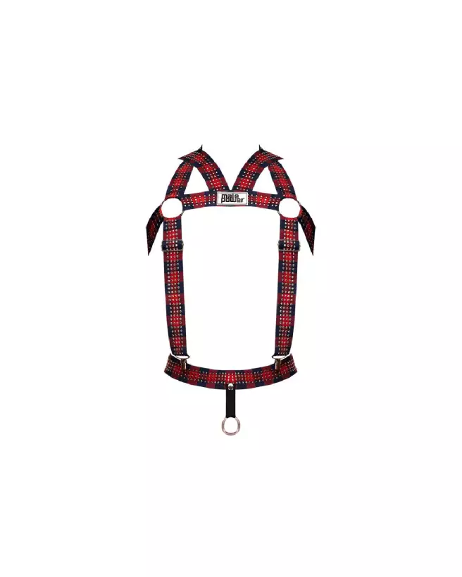 Harnais homme élastique rouge à clous Male Power-3