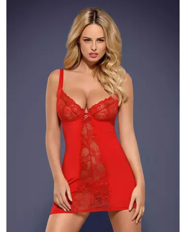 Nuisette Heartina rouge Obsessive, lingerie élégante et sexy-3