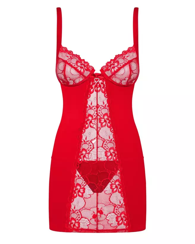 Nuisette Heartina rouge Obsessive, lingerie élégante et sexy-5