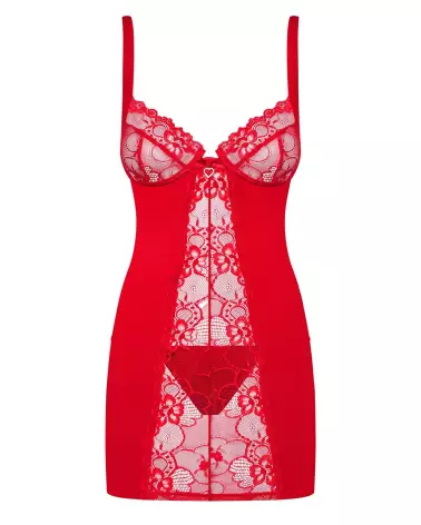 Nuisette Heartina rouge Obsessive, lingerie élégante et sexy-5