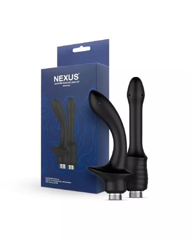 Kit Douche Duo Nexus pour débutants en noir - Poire à lavement sécurisée et ergonomique-2