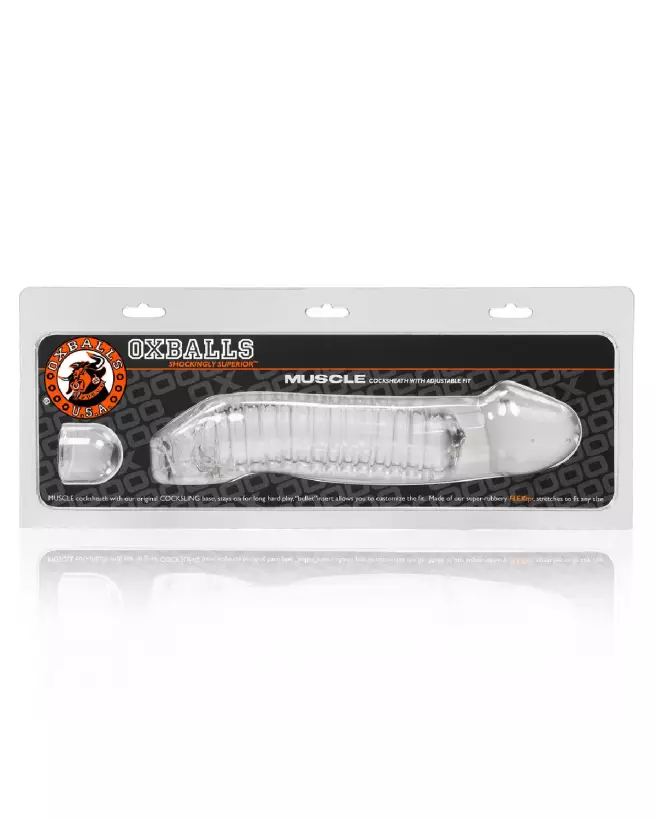 Image de la gaine pénis Oxballs Muscle Fleshy Soft Inner Ribbed Cocksheath Clear-2