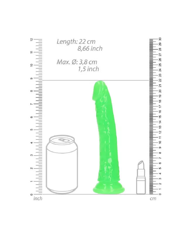 Dildo réaliste luminescent RealRock 20 cm avec ventouse-7