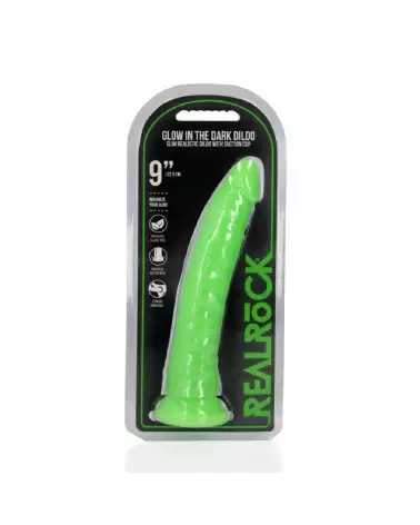 Image du Slim Realistic Dildo Glow in the Dark de RealRock, 22.5 cm avec ventouse-2