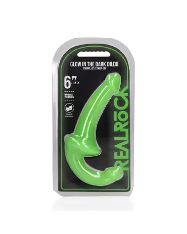 Image Strapless Strap-On Glow in the Dark 6 pouces RealRock - Gode ceinture sans harnais-2