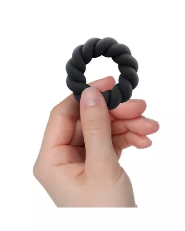 Cockring Twist Noir Non-Vibrant de Rocks-Off pour Endurance et Confort-5