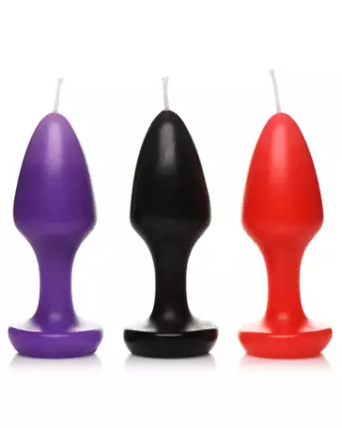 Image des bougies Kink Inferno Drip par XR Brands en noir, violet et rouge-1