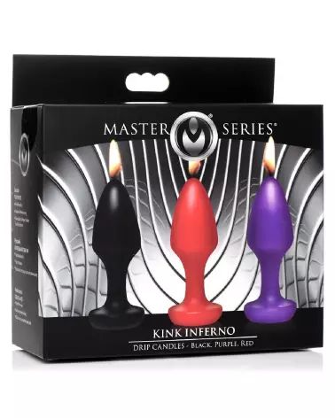 Image des bougies Kink Inferno Drip par XR Brands en noir, violet et rouge-2
