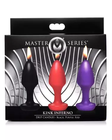 Image des bougies Kink Inferno Drip par XR Brands en noir, violet et rouge-3