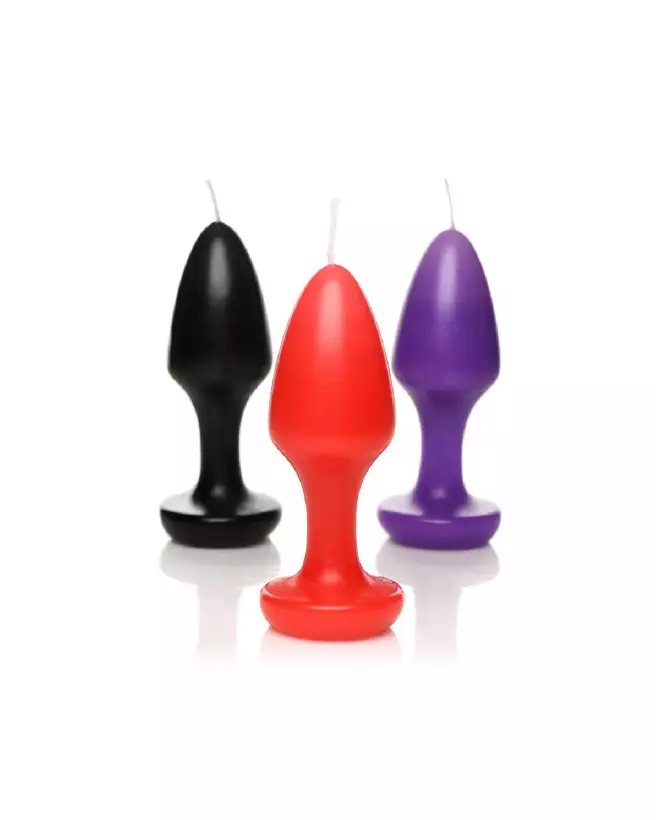Image des bougies Kink Inferno Drip par XR Brands en noir, violet et rouge-4