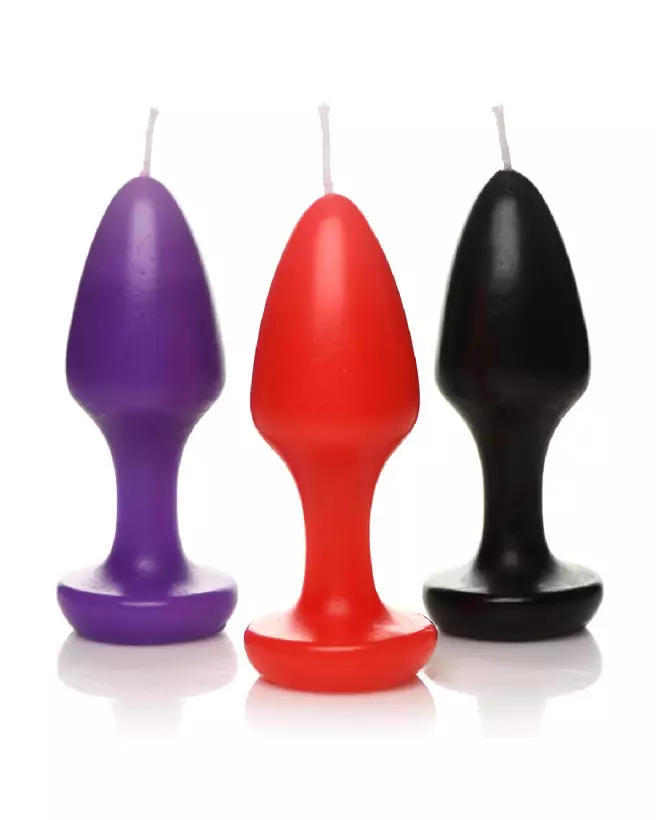 Image des bougies Kink Inferno Drip par XR Brands en noir, violet et rouge-5
