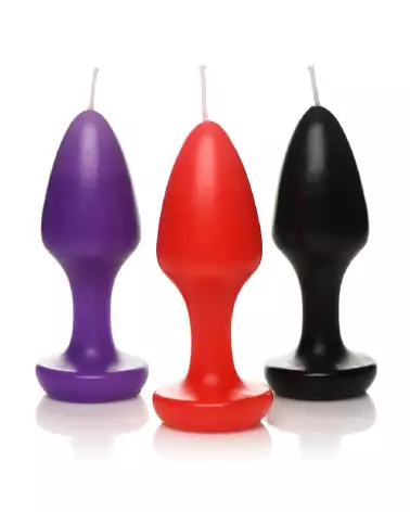 Image des bougies Kink Inferno Drip par XR Brands en noir, violet et rouge-5