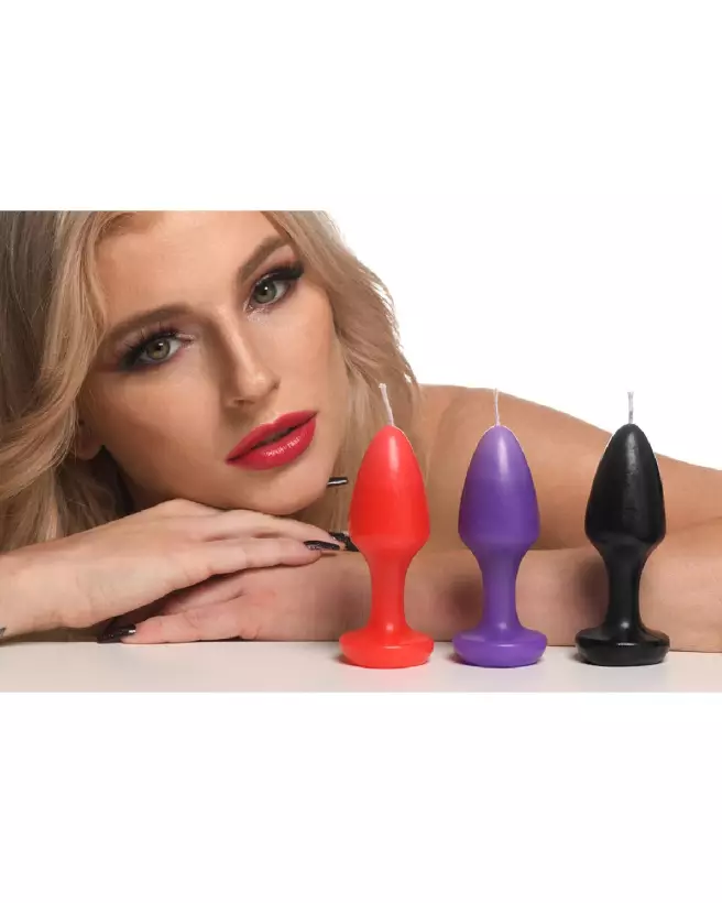 Image des bougies Kink Inferno Drip par XR Brands en noir, violet et rouge-6