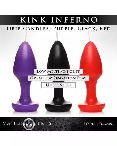 Image des bougies Kink Inferno Drip par XR Brands en noir, violet et rouge-7