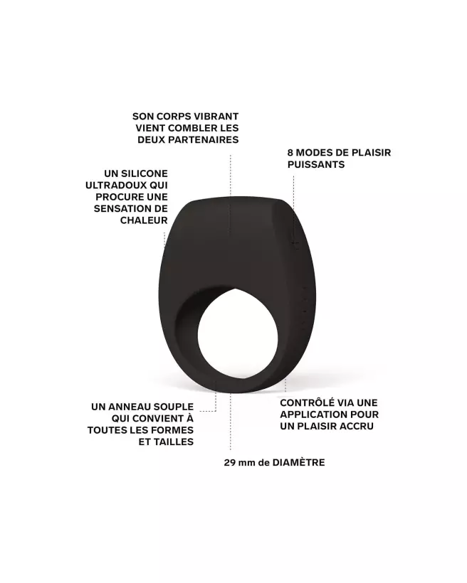 Image de l'anneau vibrant LELO TOR 3 Noir, accessoire érotique de luxe pour couples-3