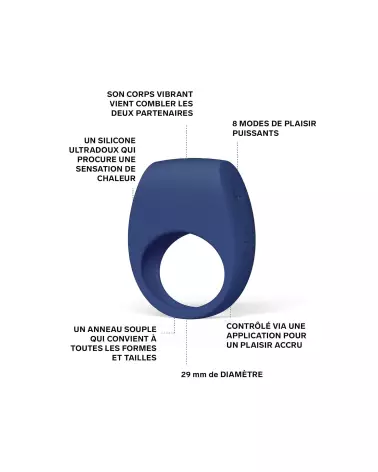 Image du LELO TOR 3 BLUE, anneau vibrant haute qualité pour couple-3