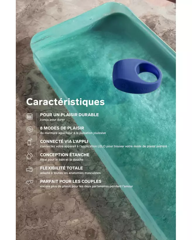Image du LELO TOR 3 BLUE, anneau vibrant haute qualité pour couple-5