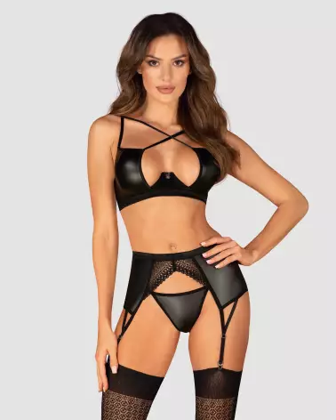 Photo de l'ensemble Norides 3 pièces noir Obsessive, lingerie élégante et confortable-5