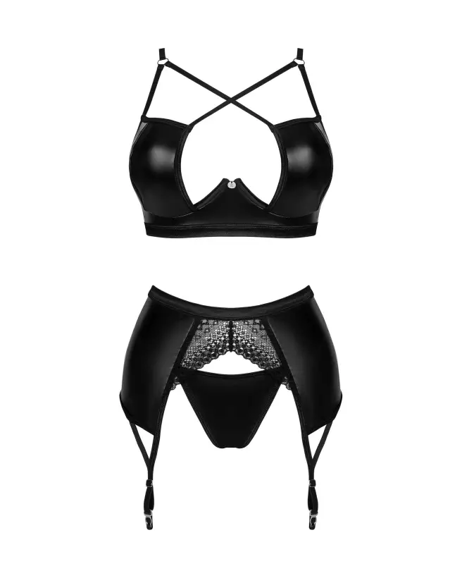 Photo de l'ensemble Norides 3 pièces noir Obsessive, lingerie élégante et confortable-7