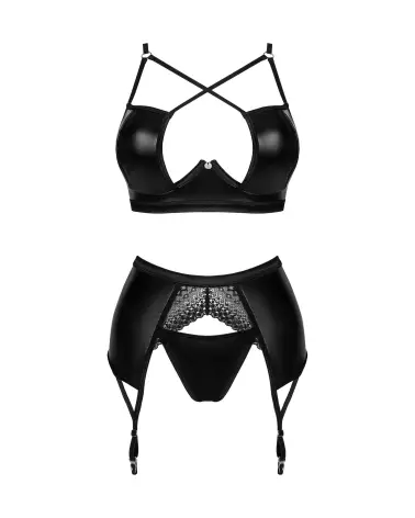 Photo de l'ensemble Norides 3 pièces noir Obsessive, lingerie élégante et confortable-7