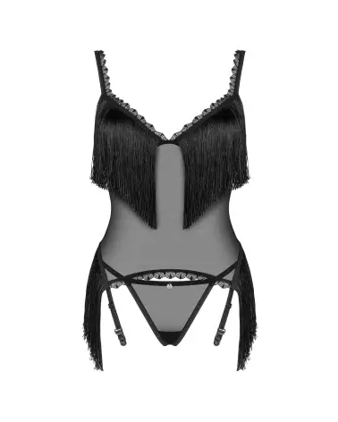 Corset noir Sherila avec string assorti de la marque Obsessive-7