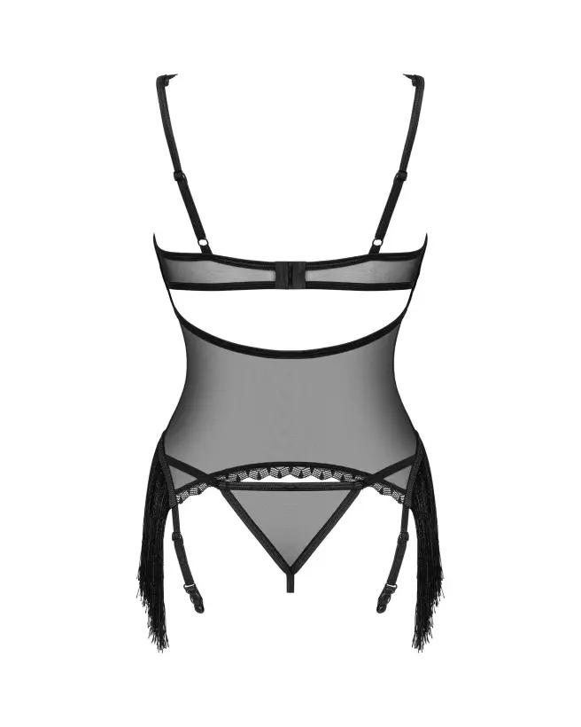 Corset noir Sherila avec string assorti de la marque Obsessive-8