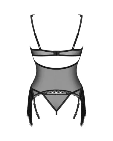Corset noir Sherila avec string assorti de la marque Obsessive-8