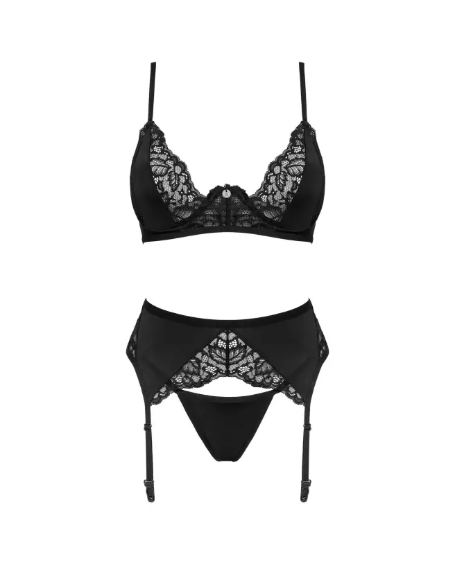 Ensemble Bellastia 3 pièces noir Obsessive, lingerie de luxe pour femme-7