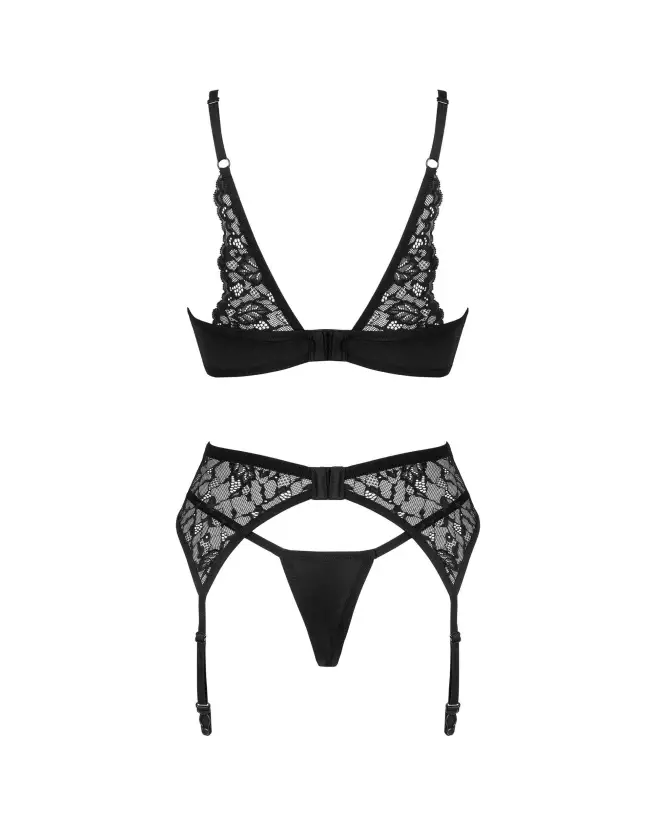 Ensemble Bellastia 3 pièces noir Obsessive, lingerie de luxe pour femme-8