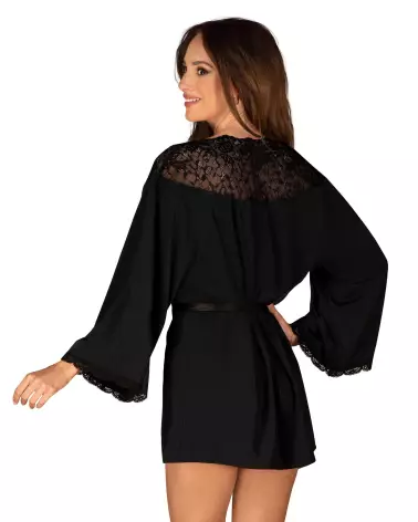Peignoir Noir Bellastia Obsessive en tissu doux et luxueux-2