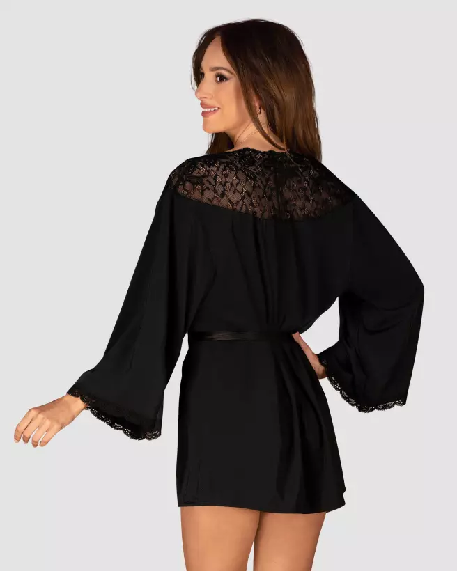 Peignoir Noir Bellastia Obsessive en tissu doux et luxueux-6