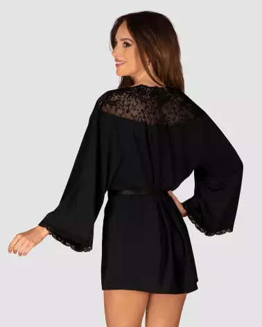 Peignoir Noir Bellastia Obsessive en tissu doux et luxueux-6