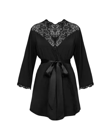 Peignoir Noir Bellastia Obsessive en tissu doux et luxueux-7